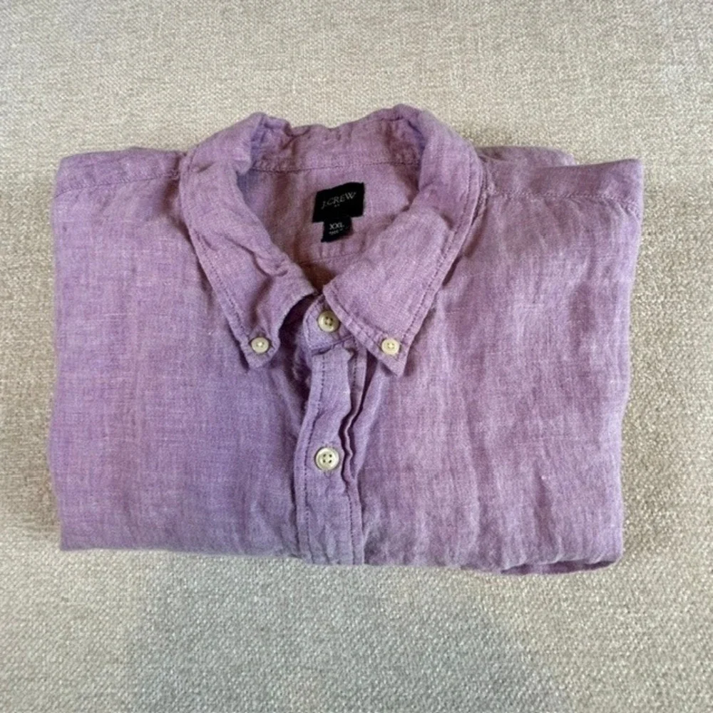 J. Crew Men's Light Purple Long Sleeve Linen Button Up Shirt XXL